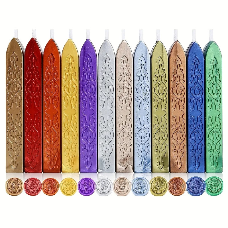12pcs/bag Metallic Mixed Color - Wax Seal Stamp Kit 评论和价格