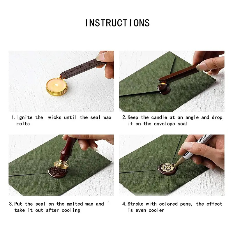 12pcs/bag Metallic Mixed Color - Wax Seal Stamp Kit 评论和价格