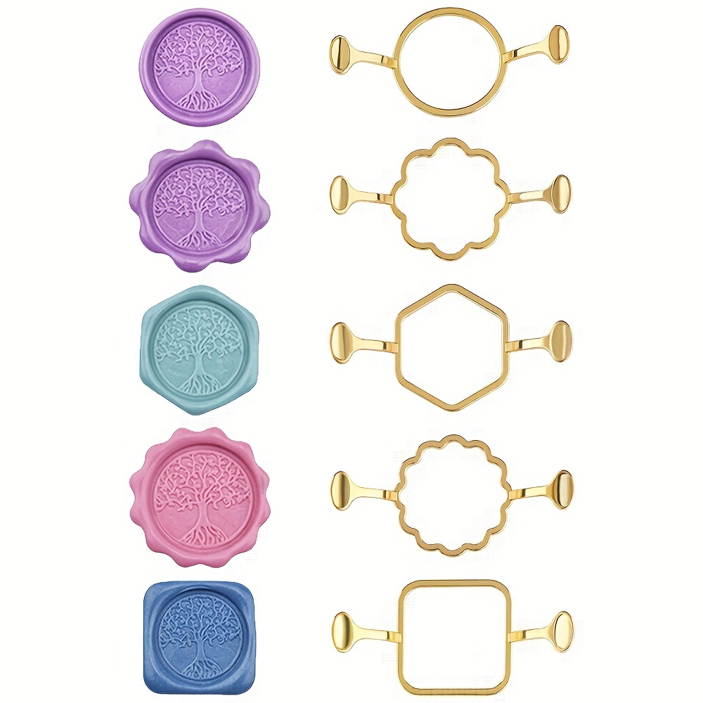 5-Pack Hexagon Square Metal Wa - Wax Seal Stamp Kit 评论和价格