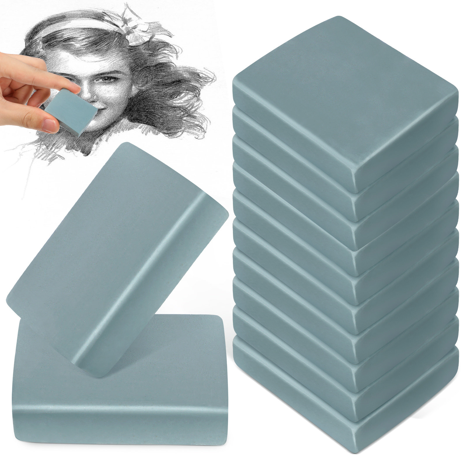 12Pcs Art Erasers for Drawing  - Rubber Eraser Kneaded 评论和价格